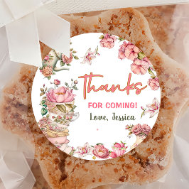 Pegatina Redonda Té Fiesta de té para dos cumpleaños de elaboración