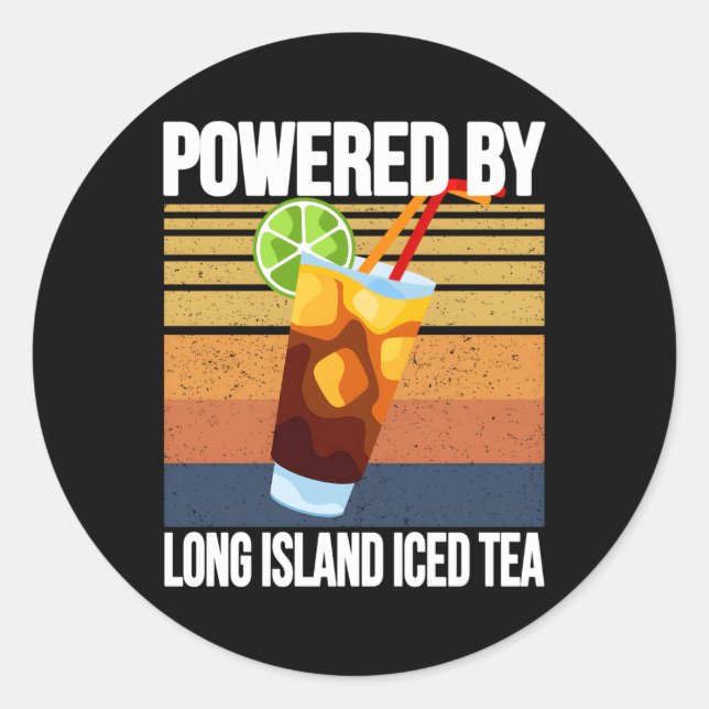Pegatina Redonda Té Helado De La Isla De Long Island Con Cócteles (Anverso)