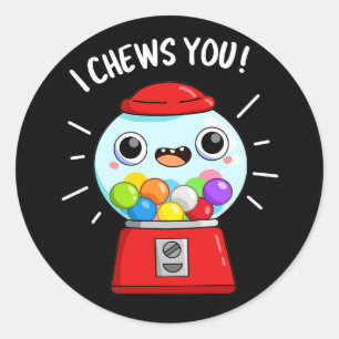 Pegatina Redonda Te Mastico Gracioso Gumball Machine Pun Dark BG