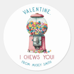 Pegatina Redonda ¡Te Mastico, Valentine! Gumball Machine Valentine