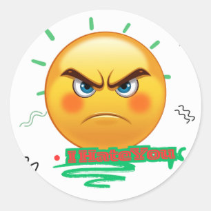Pegatina Redonda Te Odio Emoji Furioso Sticker
