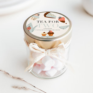 Pegatina Redonda Té para dos Baby Shower Fiesta de té