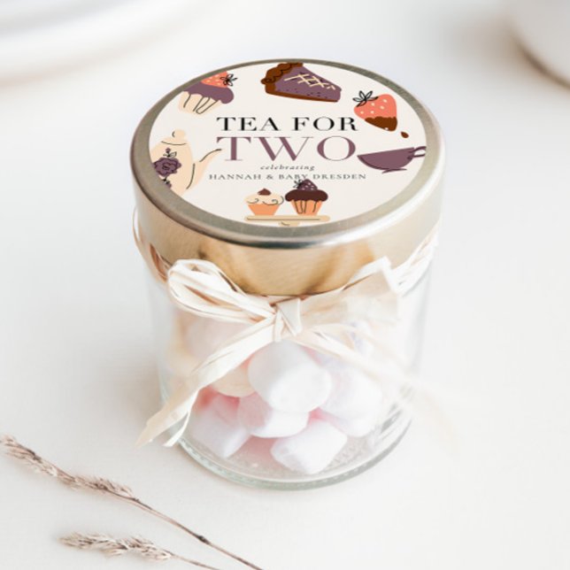 Pegatina Redonda Té para dos | Baby Shower Fiesta de té (Subido por el creador)