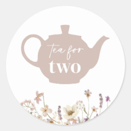 Pegatina Redonda Té Para Dos Flores