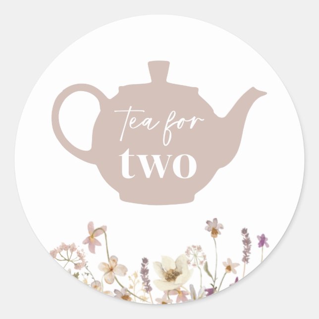 Pegatina Redonda Té Para Dos Flores (Anverso)