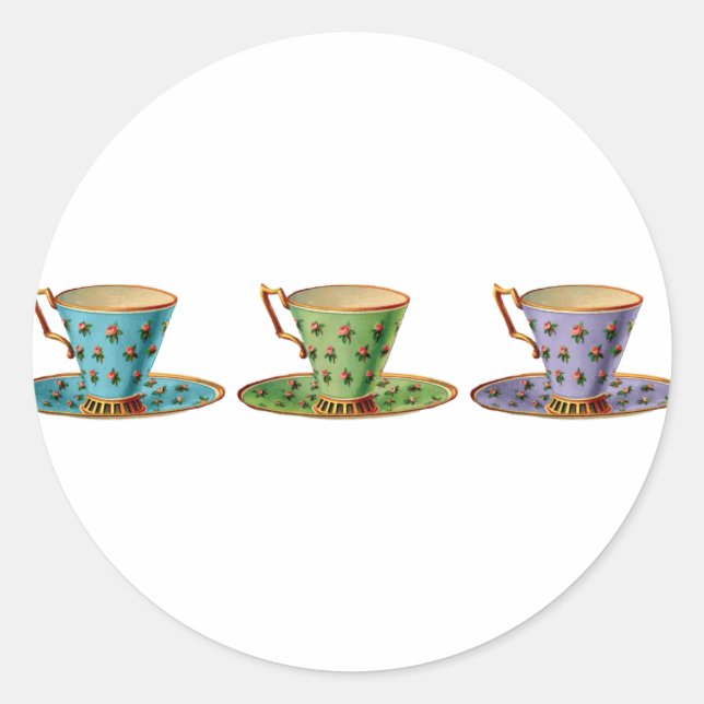 Pegatina Redonda Té para tres (Anverso)