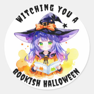 Pegatina Redonda Te presenciamos una Halloween Bookish