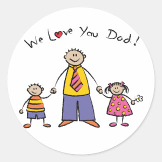 Pegatina Redonda Te queremos, papá, familia Personalizado, feliz dí