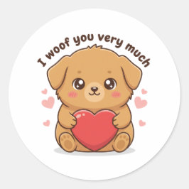 Pegatina Redonda Te Quiero Mucho Perrito Lindo San Valentín