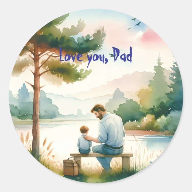 Pegatina Redonda Te quiero, papá (Anverso)