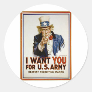 Pegatina Redonda Te quiero para el ejército de EE.UU. por James Mo