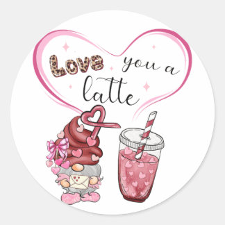 Pegatina Redonda Te quiero un Día de San Valentín latte