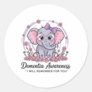 Pegatina Redonda Te recuerdo para ti Elefante lindo Conciencia sobr