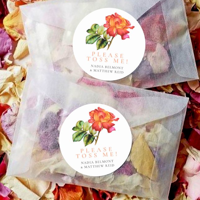 Pegatina Redonda Té rosa naranja rosado boda floral (Subido por el creador)