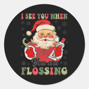 Pegatina Redonda Te Veo Cuando Tus Navidades Dentistas Xma