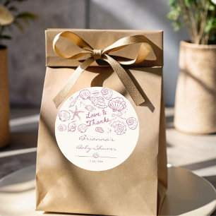 Pegatina Redonda Te veo pronto conchas niñas favor de baby shower