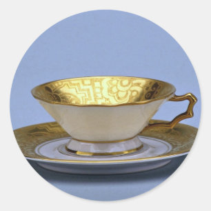 Pegatina Redonda Té y platillo del siglo XX, Baviera, Alemania
