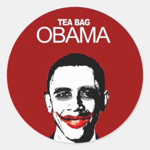 PEGATINA REDONDA TEA BAG OBAMA
