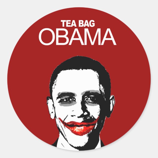 PEGATINA REDONDA TEA BAG OBAMA (Anverso)