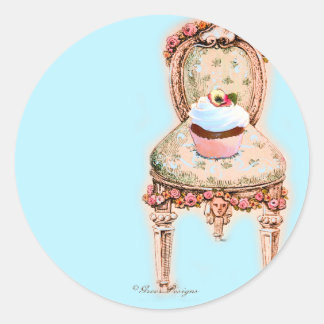 Pegatina Redonda Tea Fiesta Cupakes Design