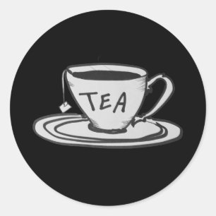 Pegatina Redonda Tea Lover Drawing Minimalista
