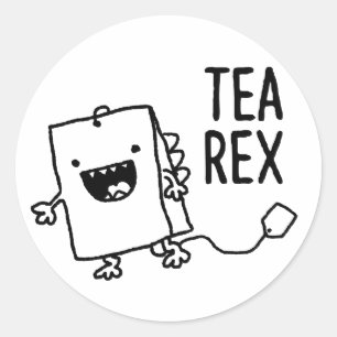Pegatina Redonda Tea Rex Tea Bag Funny Pun Personalizado