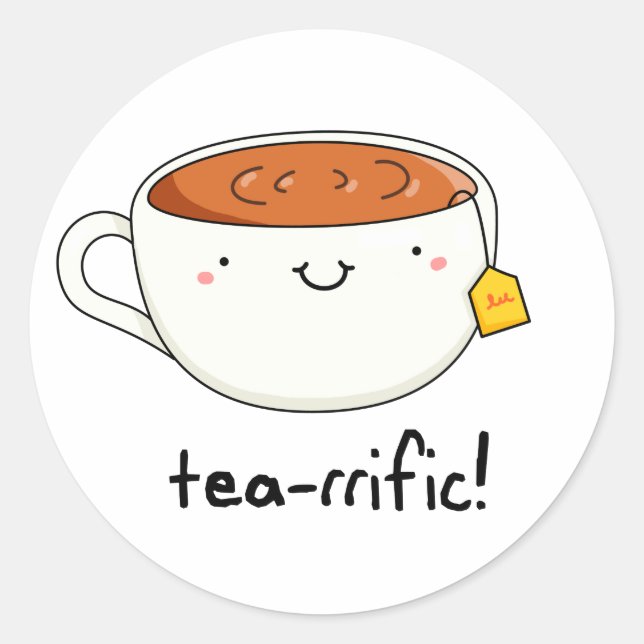 Pegatina Redonda Tea-Rirfic Funny Cup De Tea Pun (Anverso)