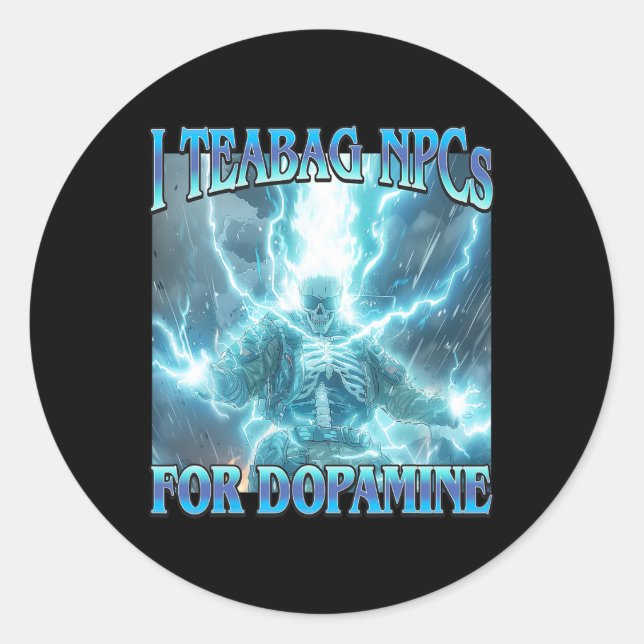 Pegatina Redonda Teabag Npcs Para Dopamina- Esqueleto Duro Divertid (Anverso)