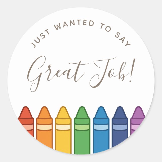 Pegatina Redonda Teacher Appreciation Rainbow Crayon  (Anverso)