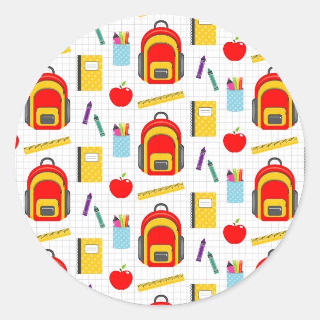 Pegatina Redonda Teacher Gift | Apple Back To School (Anverso)