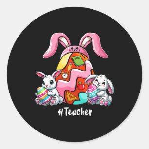 Pegatina Redonda Teacher Herramientas de empleo Conejitos de Pascua