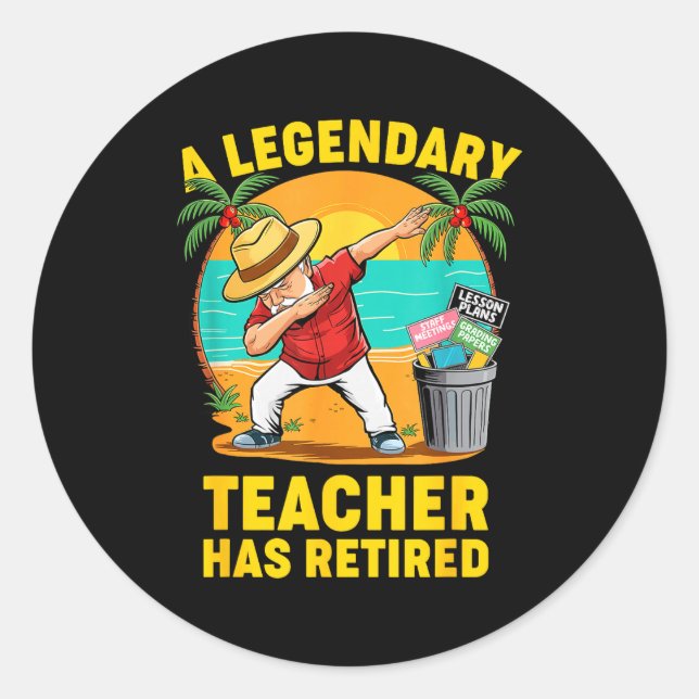 Pegatina Redonda Teacher Legend Has Retired 2025 Happy Retirement P (Anverso)