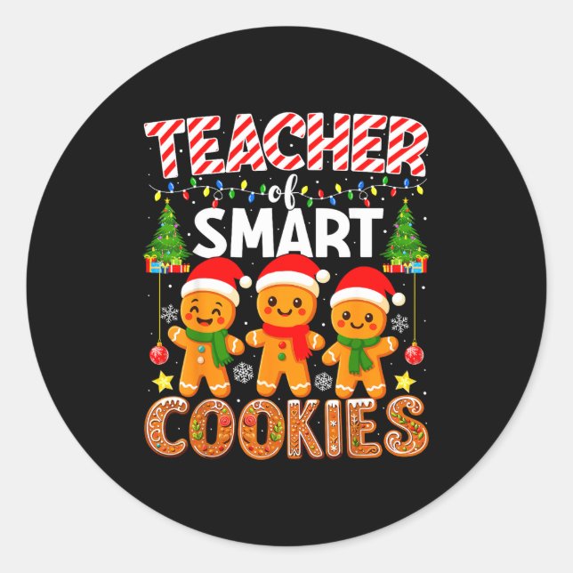 Pegatina Redonda Teacher Of Smart Cookies Funny Gingerbread Teacher (Anverso)