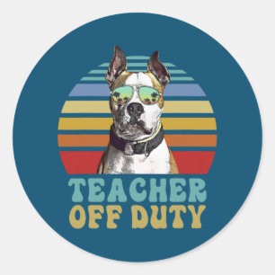 Pegatina Redonda Teacher Off Duty American Staffordshire Terrier
