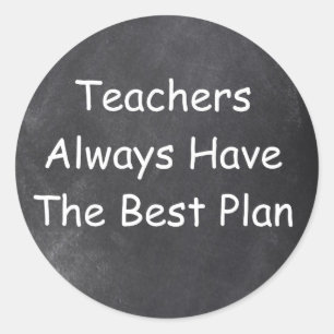 Pegatina Redonda Teachers Best Plans Chalkboard Design Gift Idea