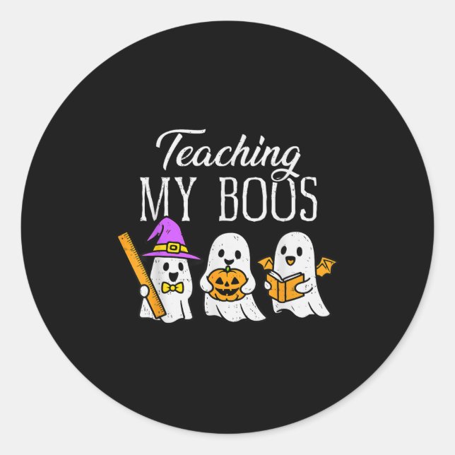 Pegatina Redonda Teaching My Boos Ghost Teacher Halloween Soky Educ (Anverso)