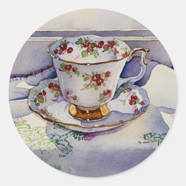 Pegatina Redonda Teacup on Linen 1799 (Anverso)