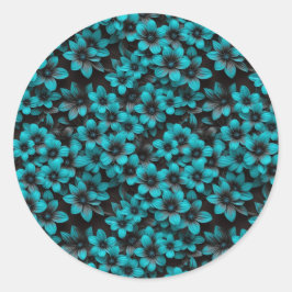 Pegatina Redonda Teal Floral Gift Stickers