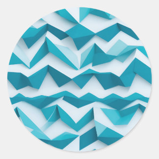Pegatina Redonda Teal Geometric Chevron 3D Pattern