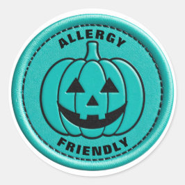 Pegatina Redonda Teal Pumpkin Allergy Friendly Non Food Treat Alert