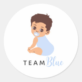 Pegatina Redonda Team Boy Cute Baby with Blue Pacifier