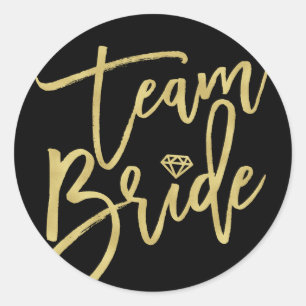Pegatina Redonda Team Bride Diamond Stylish Bridal Party Boda