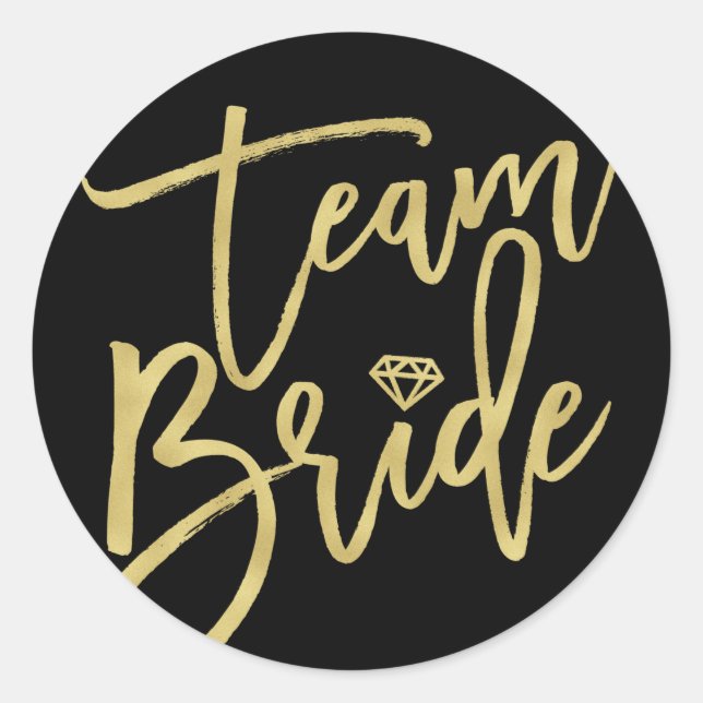 Pegatina Redonda Team Bride Diamond Stylish Bridal Party Boda (Anverso)