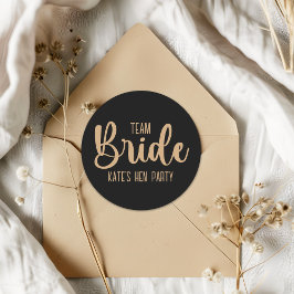 Pegatina Redonda Team Bride Elegant Bachelorette Party