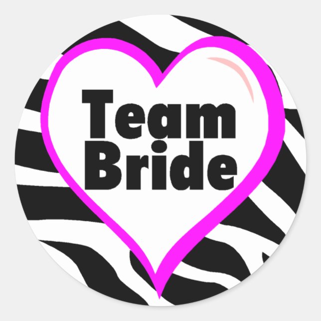 Pegatina Redonda Team Bride Zebra Stripes (Anverso)