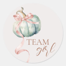 Team Girl Coquette Pumpkin Gender Reveal Sticker