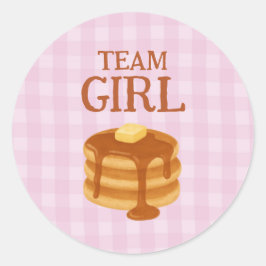 Pegatina Redonda Team Girl Pancake Brunch Theme Gender Reveal