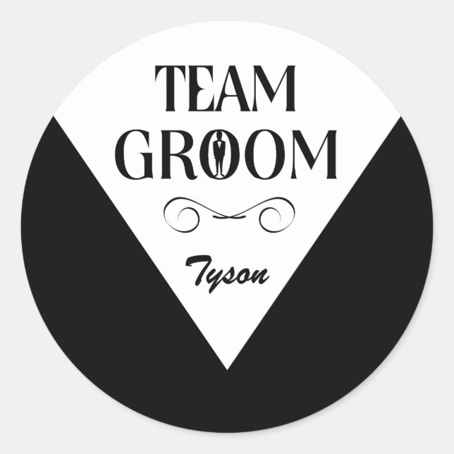 Pegatina Redonda Team Groom - Pegatinas de Groomsmen (Anverso)
