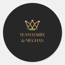 PEGATINA REDONDA TEAM HARRY & MEGHAN CON GOLD CROWN