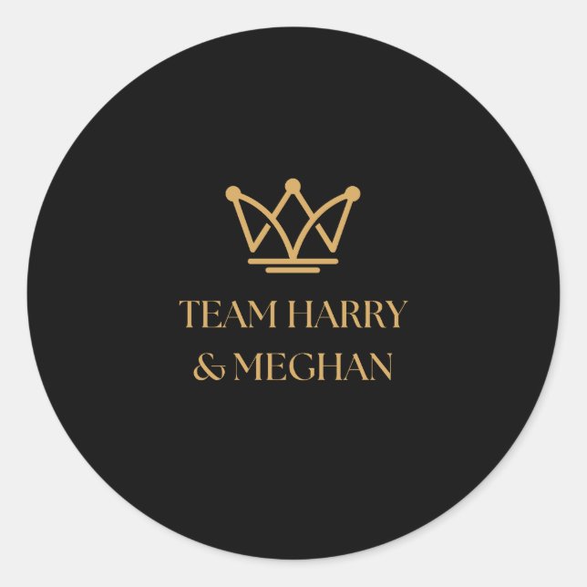 PEGATINA REDONDA TEAM HARRY & MEGHAN CON GOLD CROWN (Anverso)